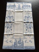 Vintage Geschirrtuch/Kalender 1972 blau-weiss Motiv Windm...