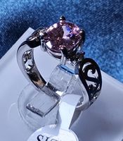 Sehr schöner Ring mit rosa Zirkonia, 925 versilbert, Gr.7