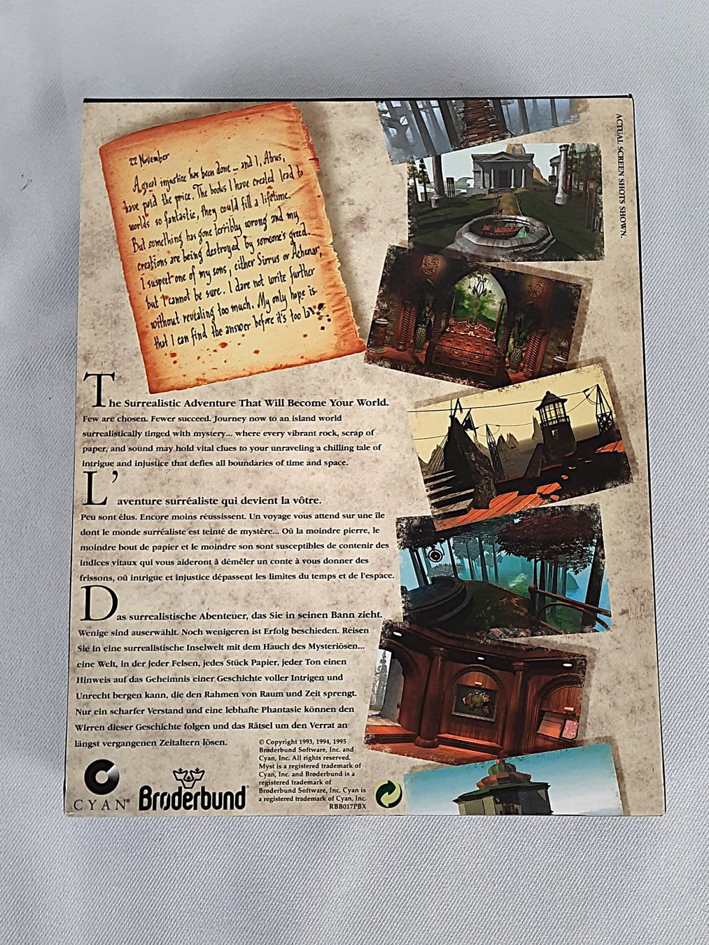 Spiele: BRODERBUND "MYST" – Gebraucht aus Beinwil am See von Restwert_Beinwil 1