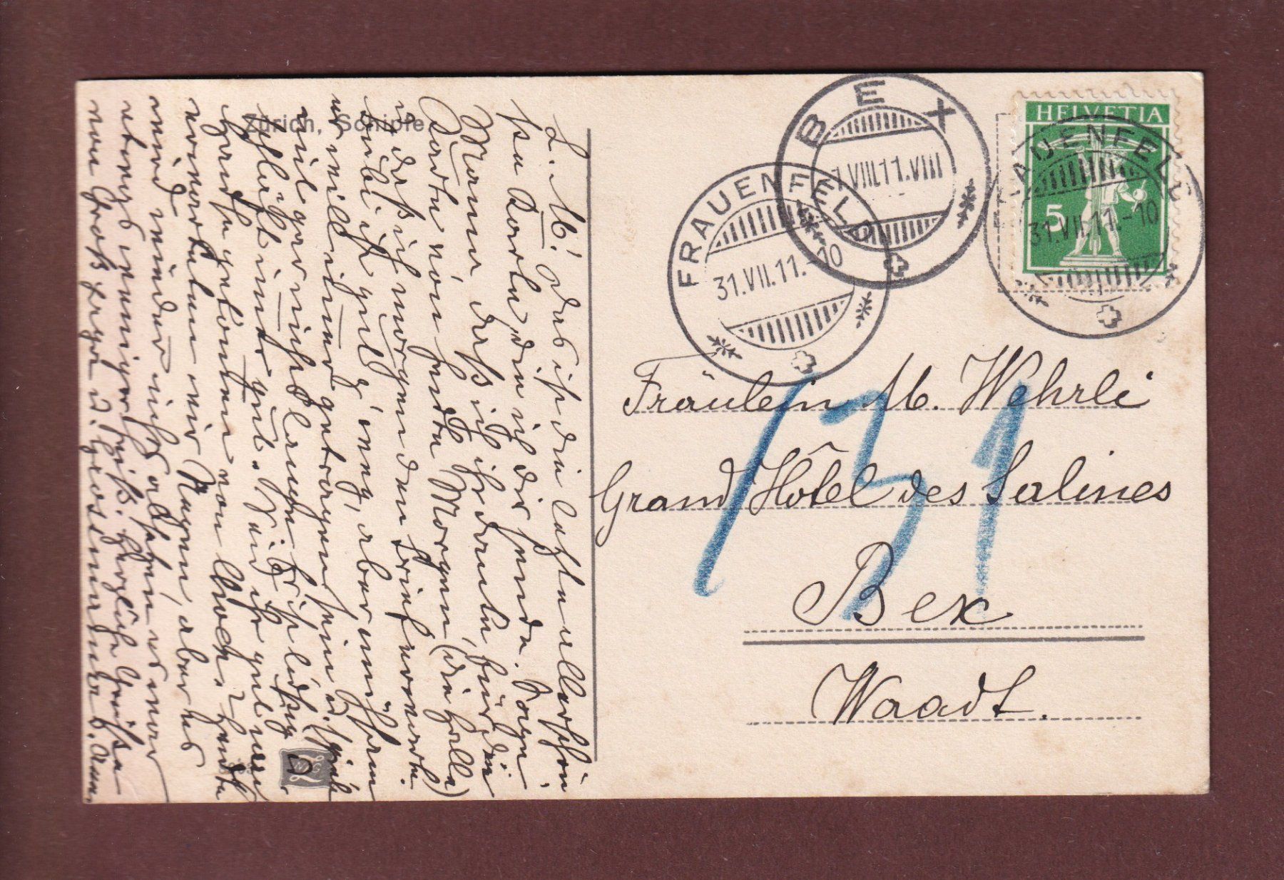 Cartoline postali: ZÜRICH - Schipfe - 1911 – Usato da Pully venduto da nicecards 1