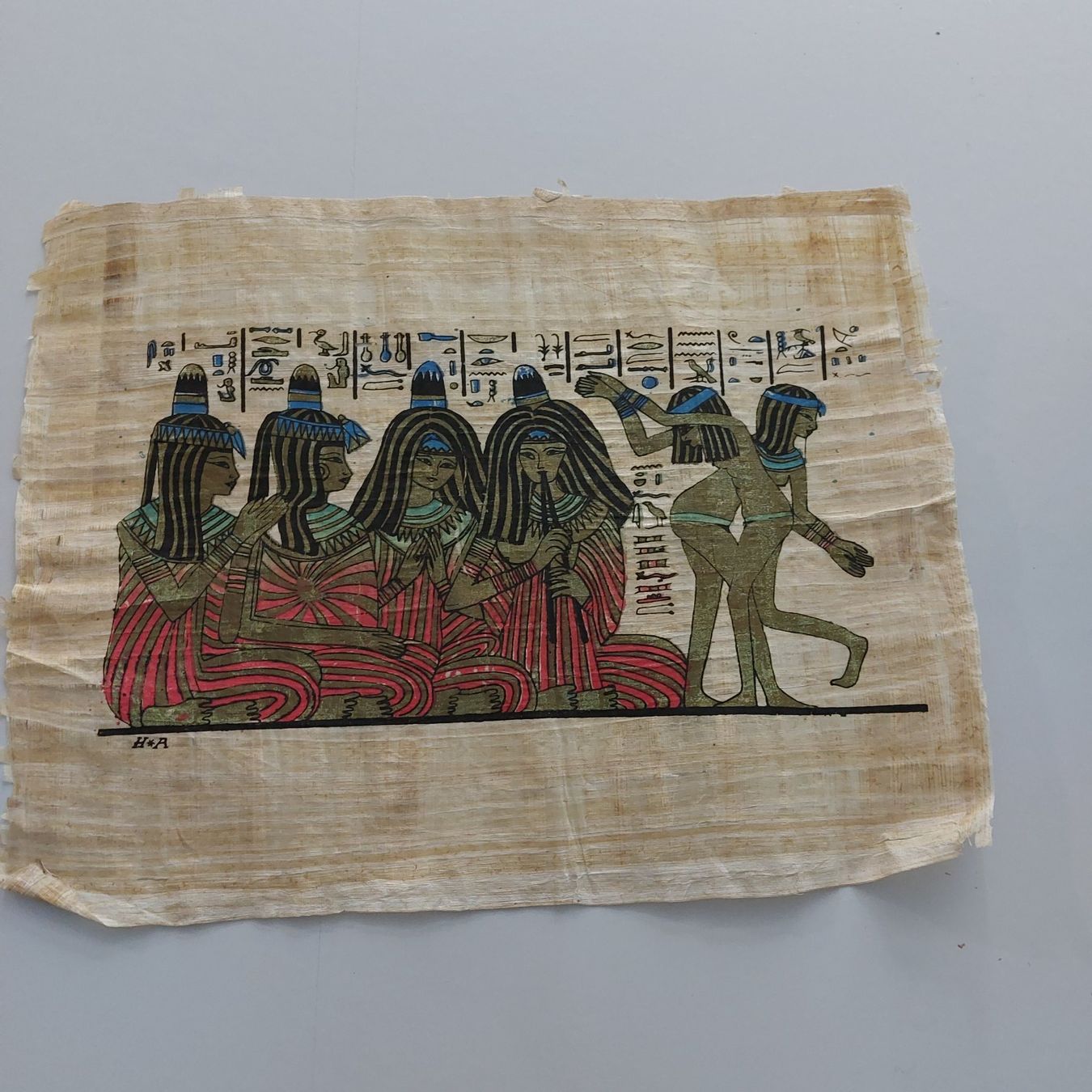 Dipinti: Papyrus peint à la main, scène égyptienne antique – Usato da Oberburg venduto da Ines2019