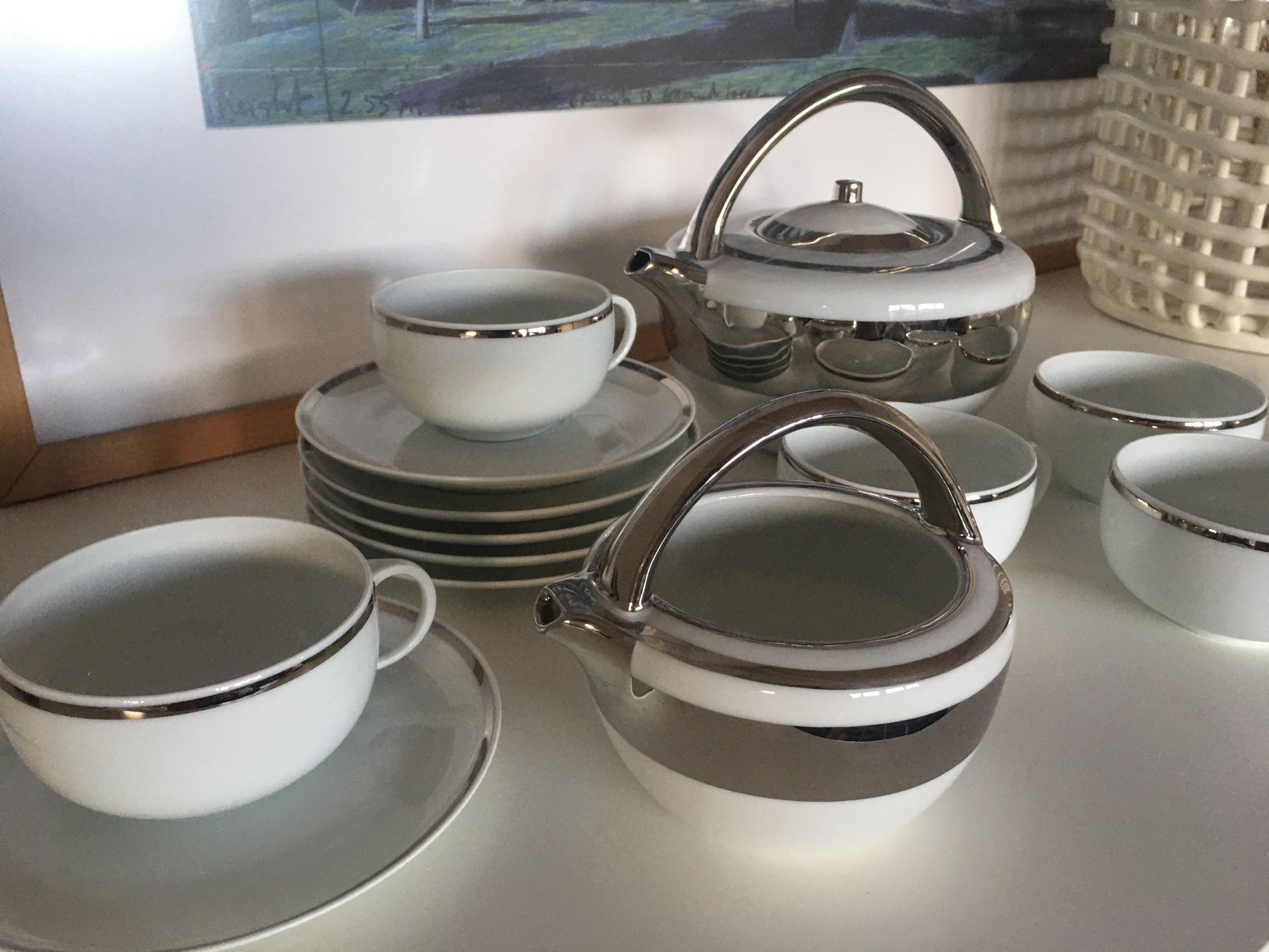 Set di piatti: Limoges Tee-Service weiss-silber 14teilig – Usato da Bennau venduto da Fury3