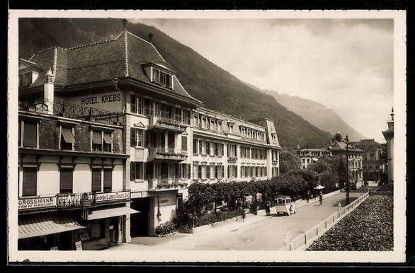 Cartoline postali: Interlaken, Teilansicht mit Hotel Krebs – Usato da Berlin venduto da bartko-reher