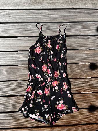 Jumpsuit Blumenmuster schwarz, Lascana, Gr. 34 gebraucht