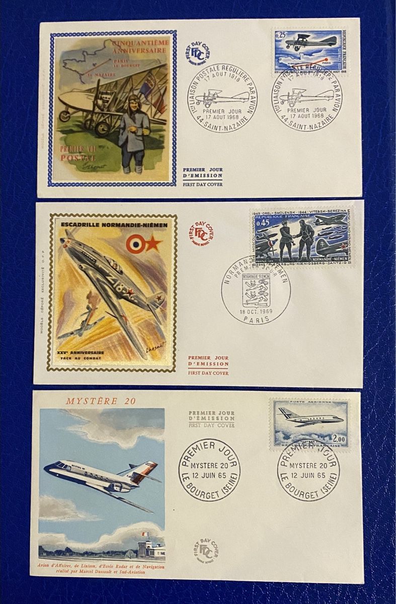 Alle Briefmarken: 3 FDC thème aviation - France – Gebraucht aus Petit-Lancy von Solcarm