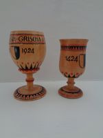 2 alte Holzpokale Trun 1924 - Jubileum della Ligia Grischa