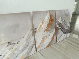 Grosses Wandbild 120x60 cm Bergidylle 3er Set mit Rahmen