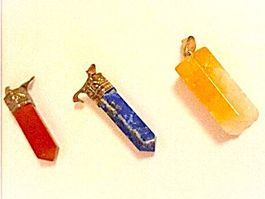 3 Edelstein Anhänger Rot Blau Gelb Halskette Kristall Steine