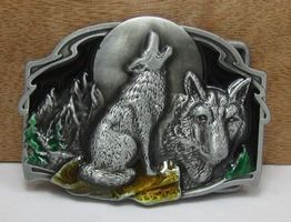 Metall Gürtelschnalle häulender WOLF