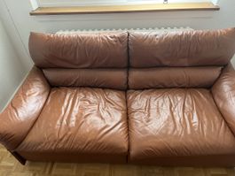 Saporiti Italia Sofa Leder braun 3-Sitzer gebraucht