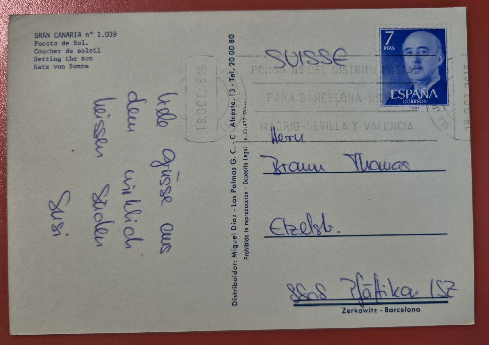 Cartes postales: Gran Canaria Sonnenuntergang 1976 – D'occasion à Melchnau par Arthurius 1