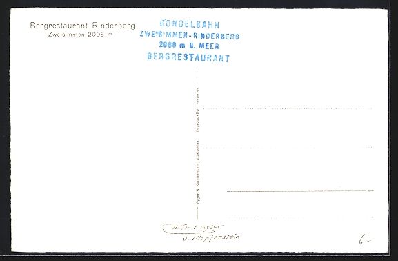 Cartoline postali: Zweisimmen, Bergrestaurant Rinderberg, I – Usato da Berlin venduto da bartko-reher 1