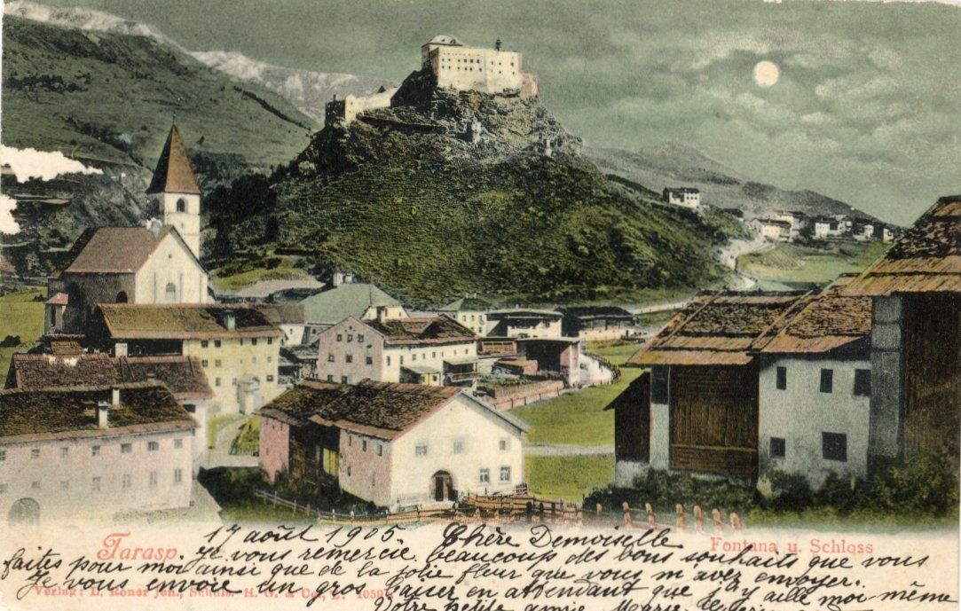 Cartoline postali: Fontana  GR  mit Tarasp         um 1905 – Usato da Brig venduto da Valcards54