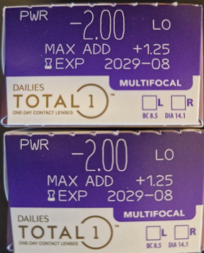 Lenti a contatto: Alcon Dailies Total 1 Multifocal -2.00, Add +1.25 – Nuovo e nell'imballaggio originale da Au SG venduto da jes_bj6k 1