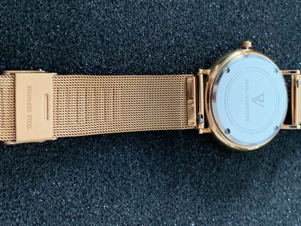 Paul Valentine Uhr Rose Gold Seashell Mesh 36mm in OVP Box