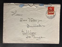 Schweiz 1933 Bedarfsbrief 20 Rp. Tell Winterthur Eschlikon