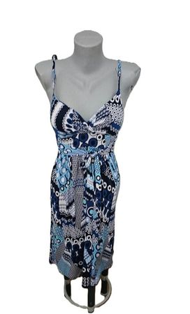 Sommerkleid Jus d'Orange blau gemustert Retro Look ca. S