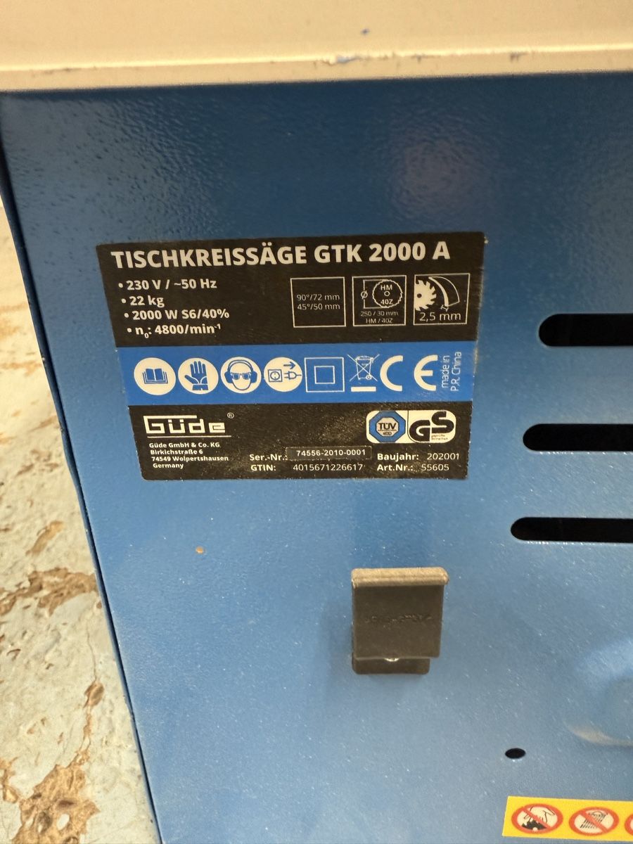 Seghe: Tischkreissäge  Güde GTK 2000 A – Usato da Urdorf venduto da Evo71 2