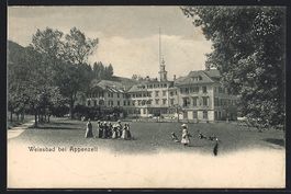 Weissbad, Partie auf Wiese, Stoff-Edelwe