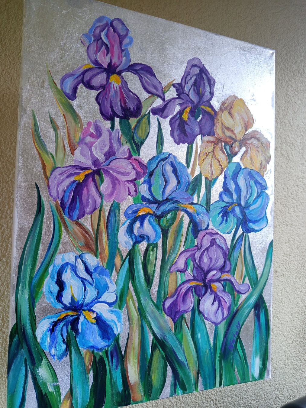 Dipinti: Handgemaltes Iris-Gemälde, Leinwandbild, Frühlingsdeko – Usato da Gattikon venduto da uur_r86h 1