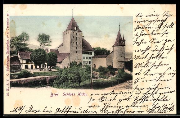 Cartoline postali: AK Biel, Schloss Nidau – Usato da Berlin venduto da bartko-reher