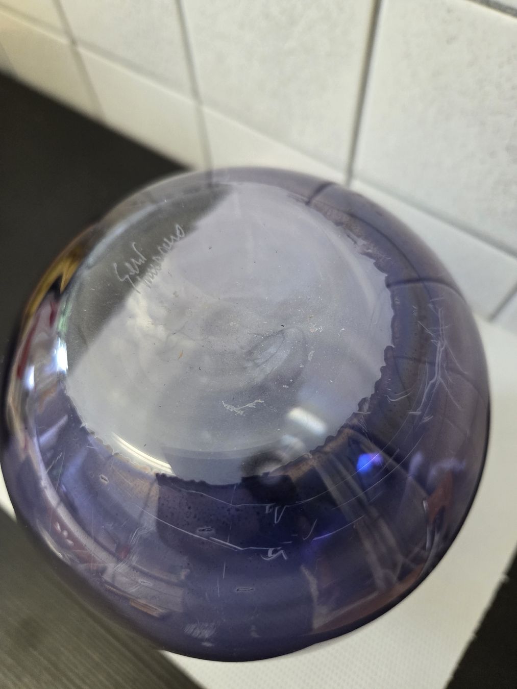 Murano Vasi & Recipienti: Violette Murano Glasvase, signiert – Usato da Dietikon venduto da Allegra34 4