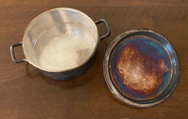 Pentole: Serviercocotte versilbert ungefähre Masse: Durchmesser 14 cm – Usato da Zürich venduto da kaegret 2