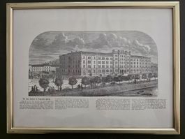 ​Alte Lithografie Zürcher Kaserne gerahmt