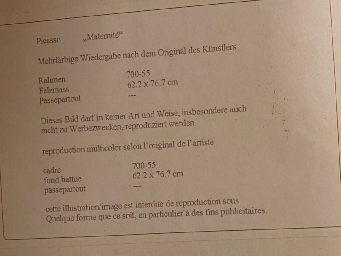Grafica & Litografie: Gemälde Kunstdruck Picasso "Mutter mit Kind" gerahmt – Usato da Wettswil venduto da ann_hd9g 1