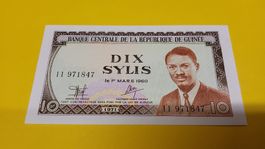 Guinea 10 Sylis Geldschein, 1. Maerz 1960, Top