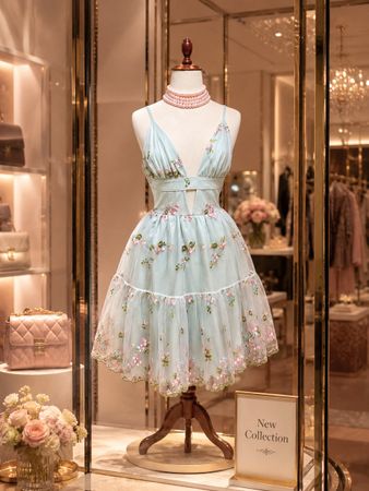 SCHNÄPPCHEN – SOMMERKLEID BLUMENSTICKEREI-ROMANTISCHER LOOK 