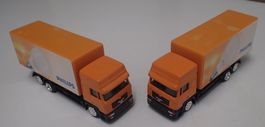 H0 - 2 camions PHILIPS oranges  / 2 orange PHILIPS Lastwagen