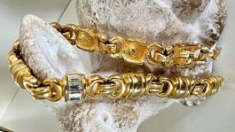 Vintage Gliederarmband goldfarben mit Baguette Zirkonia