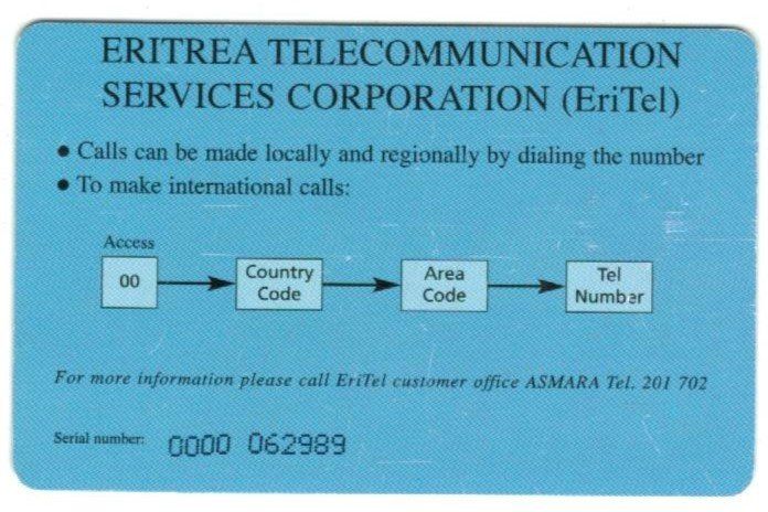 Schede telefoniche: Telefonkarte Eritrea – Usato da Zürich venduto da Tolima194 1
