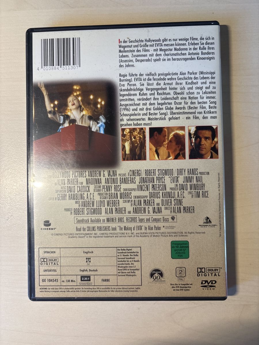 Tutti i DVDs: Evita (2904) – Usato da Ruswil venduto da Slivio_ 1
