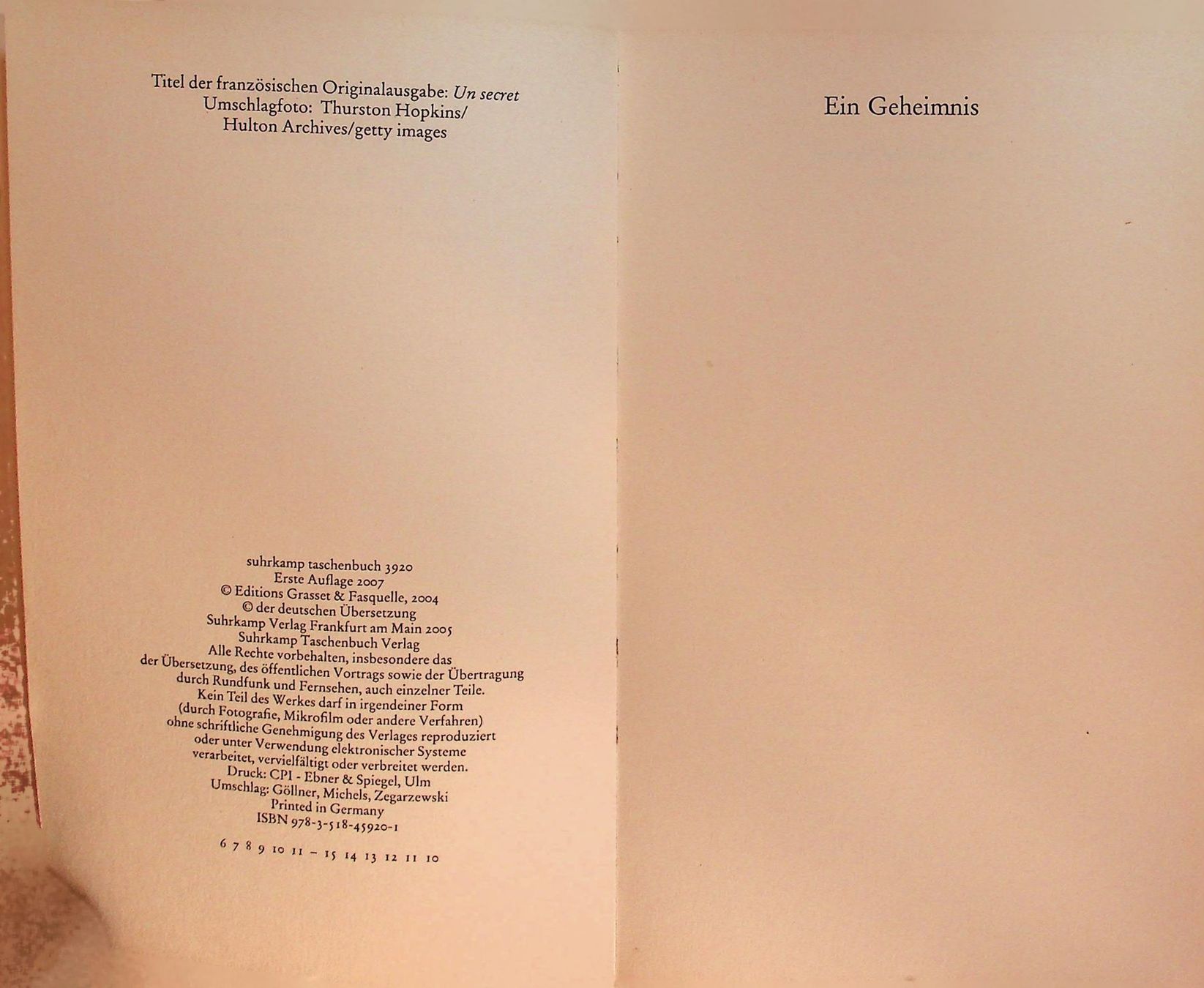 Bücher: Philippe Grimbert Ein Geheimnis suhrkamp 11.Aufl. 2015 – Gebraucht aus Reitnau von Zaomir 3