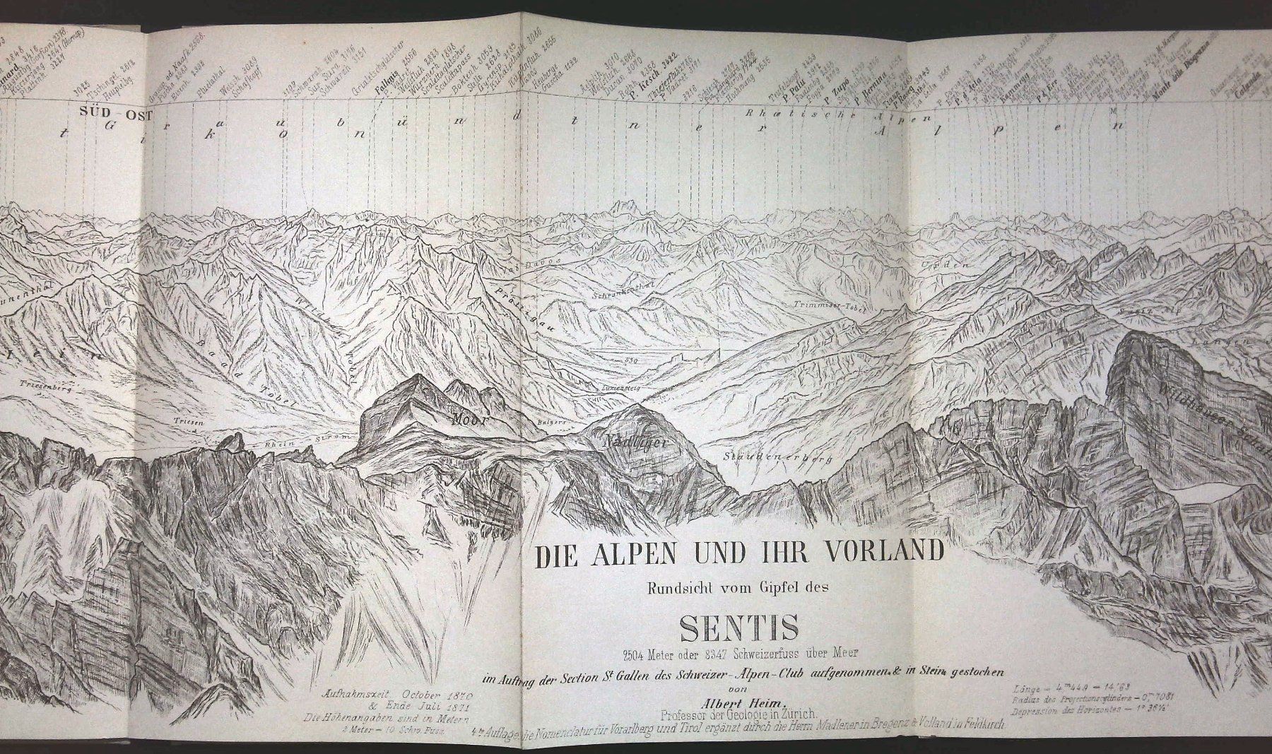 Cartine & Atlanti: Säntis Panorama von A. Heim um 1885 – Usato da Rafz venduto da Helvet32 1