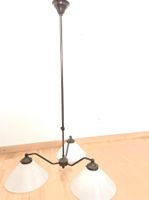 Lampe laiton/bronze et abat-jour en verre