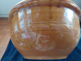 Rustikale Steingut Schüssel, Vintage Keramik Topf, 30cm