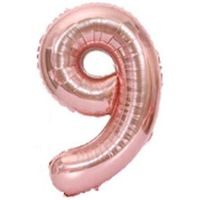 40" XL Metallic Zahlenballon Rose 9 - KOSTENLOSER VERSAND