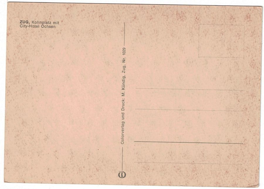 Cartoline postali: Zug, Kolinplatz, Hotel Ochsen, Oldtimer – Usato da Frauenfeld venduto da POML 1