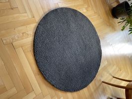 Runder Teppich dunkelgrau 130cm
