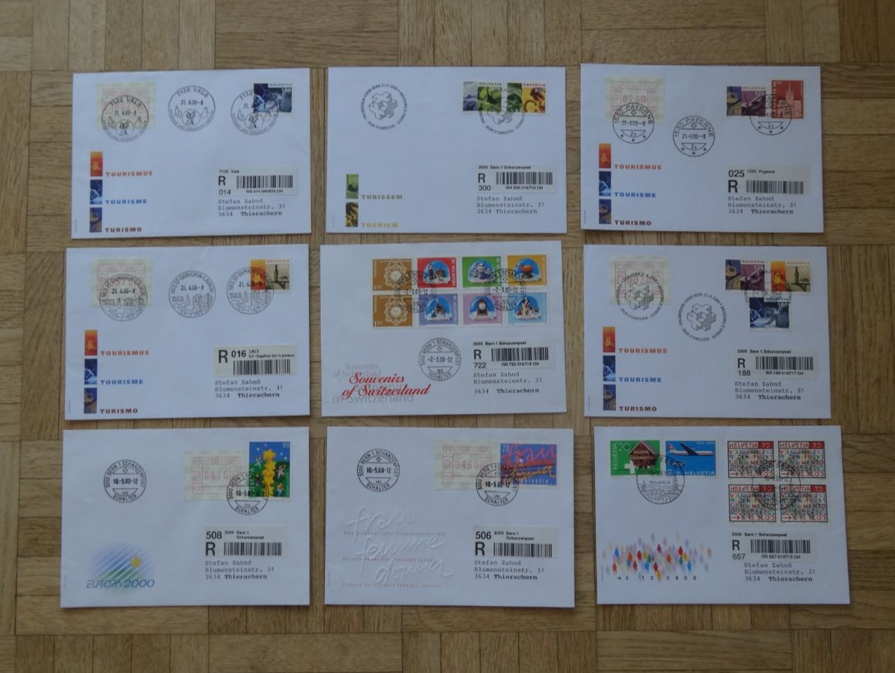 Tutti i francobolli: Timbres   Lot  (B)  9x   2000 – Usato da Romanel-sur-Lausanne venduto da Swift13
