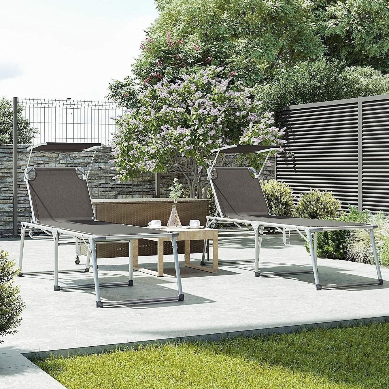 Sedie a sdraio & strandkorb: Gartenliege mit Sonnendach Grau – Nuovo e nell'imballaggio originale da Bottighofen venduto da zaap 1