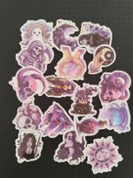 Lot d' autocollants style violet sorcellerie halloween 