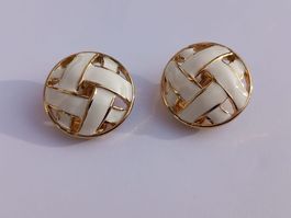 Neue Goldene Vintage Emaillierte Ohrclips