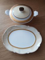 Villeroy & Boch Servierplatte + Deckelschale goldrand, neu!