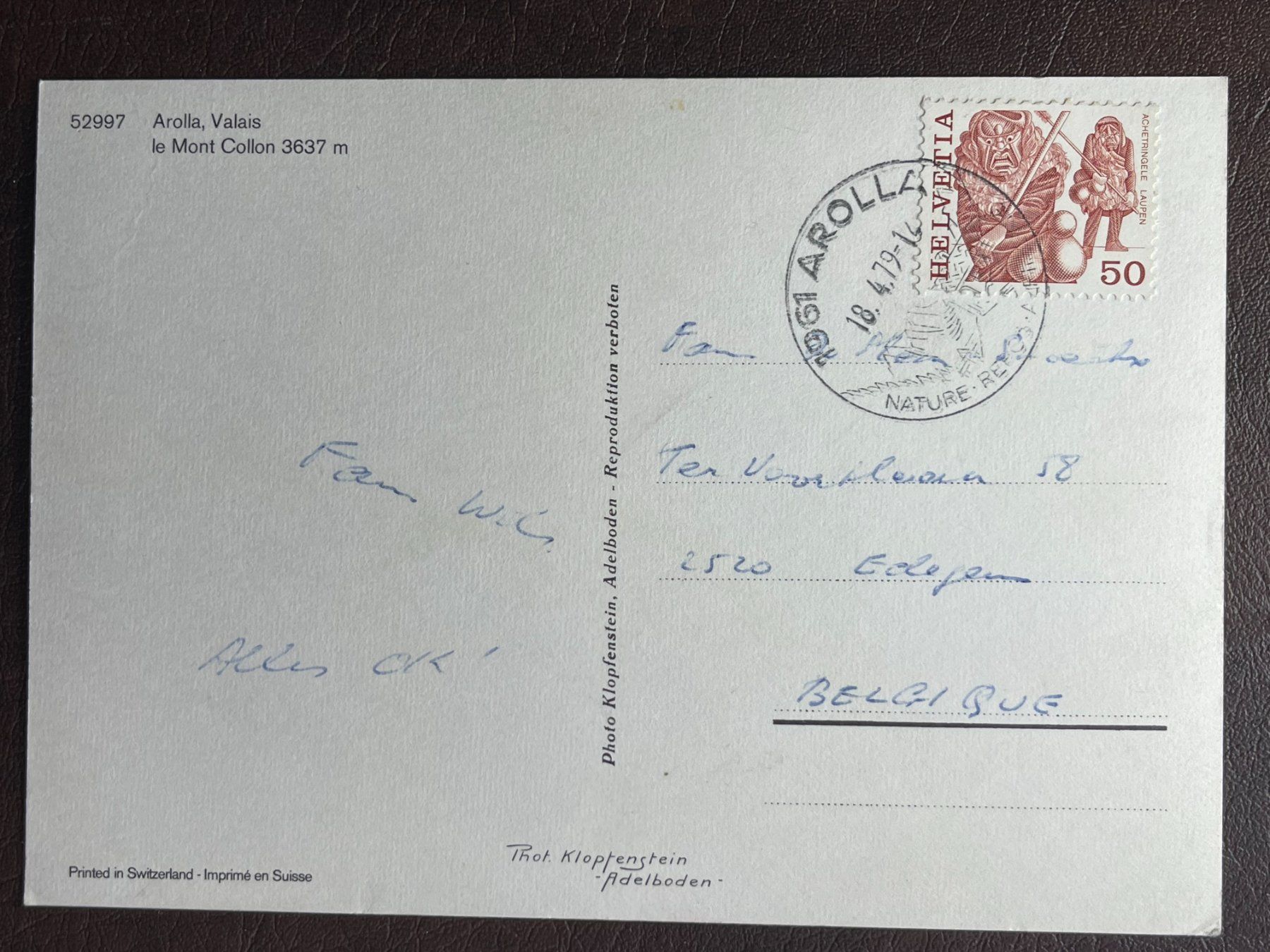 Cartoline postali: Arolla, Valais - Le Mont Collon – Usato da Steg VS venduto da danwer74 1