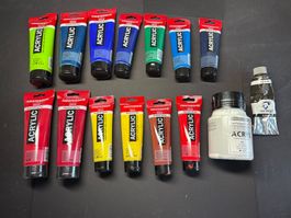 Lot Acrylfarben wie abgebildet + Anbruch Ölfarbe
