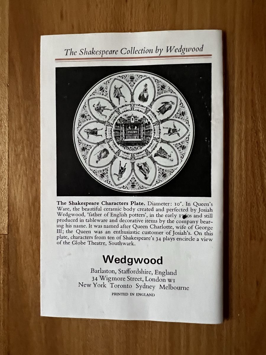 Wedgwood Piatti: Teller Wedgwood Shakespear Collection – Nuovo (secondo la descrizione) da Reinach BL venduto da countryhouse 5